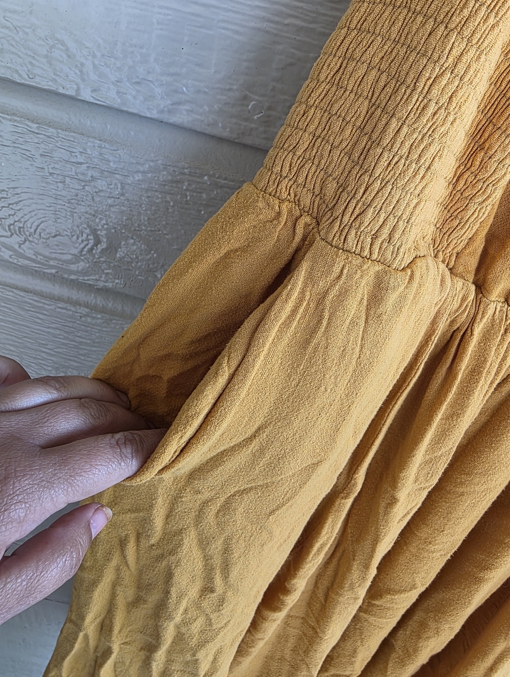 torrid Mustard Yellow Smocked V-Neck Midi Dress - Picture 4 of 7